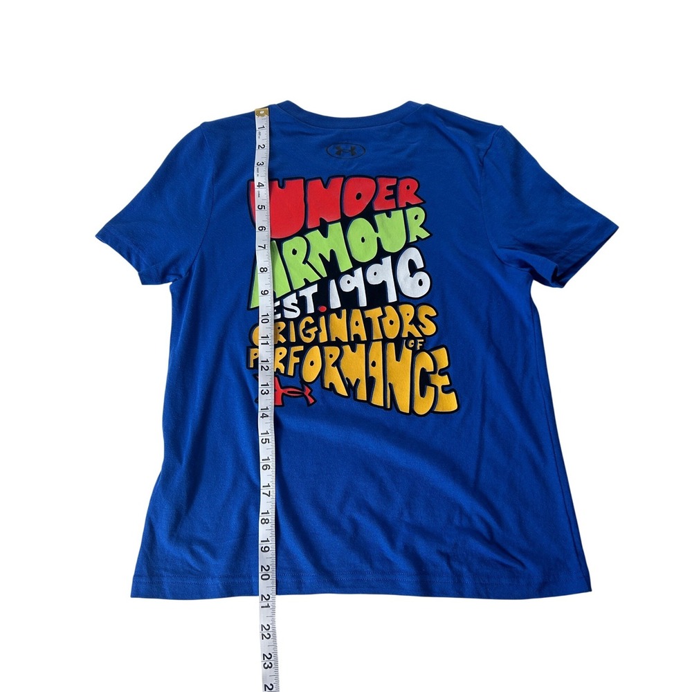 Under Armour Boys Blue Graphic T-Shirt Cartoon Letters SS 1386829 Size YS NEW - Picture 4 of 7
